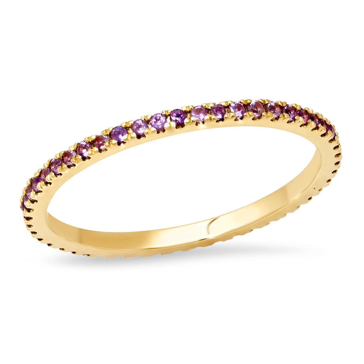 14K Yellow Gold Amethyst Eternity Band